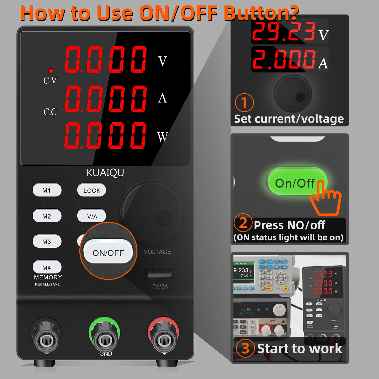 KUAIQU Programmable Storage DC Power Supply Adjustable Regulated Power Supply 30V/60V/120V Fast Storage Laboratory Power Supply