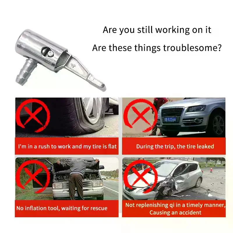 Portable Inflatable Pump For Car Tire Air Chuck Compressor Tire Inflator Tire Chuck With Barb Connector For Hose Repair
