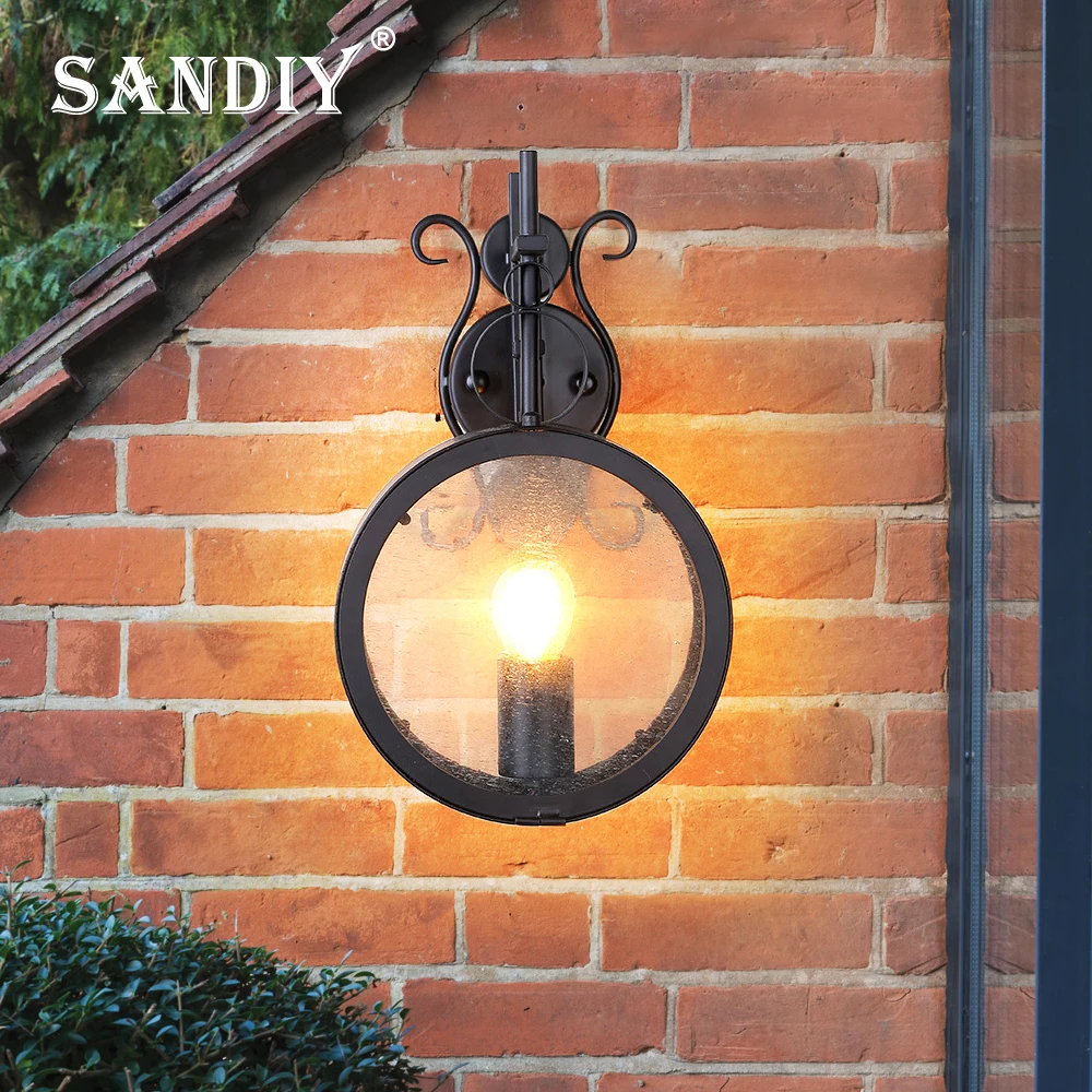 

SANDIY External Wall Lamp Outdoor Balcony Porch Light Vintage Garden Lighting American Industrial Sconces for Terrace Patio Yard