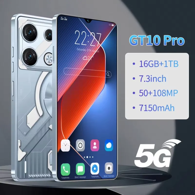 

Cellphones GT10 Pro Smartphone 5G Original 7.3HD 16G+1T Dual Sim Android 13 celulares Unlocked 108MP 6800mAh Smart Mobile Phone