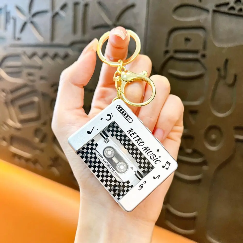 Cassette Recorder Retro Tape Recorder Keychain Recordable Vintage Recording Music Box Pendant Tape Classic Car Key Rings