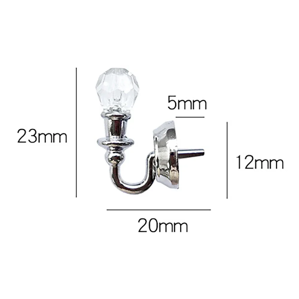2Pcs 1/12 Dollhouse Miniature Accessories Mini Wall Lamp With Positioning Nails Simulation Light Model Doll House Decoration