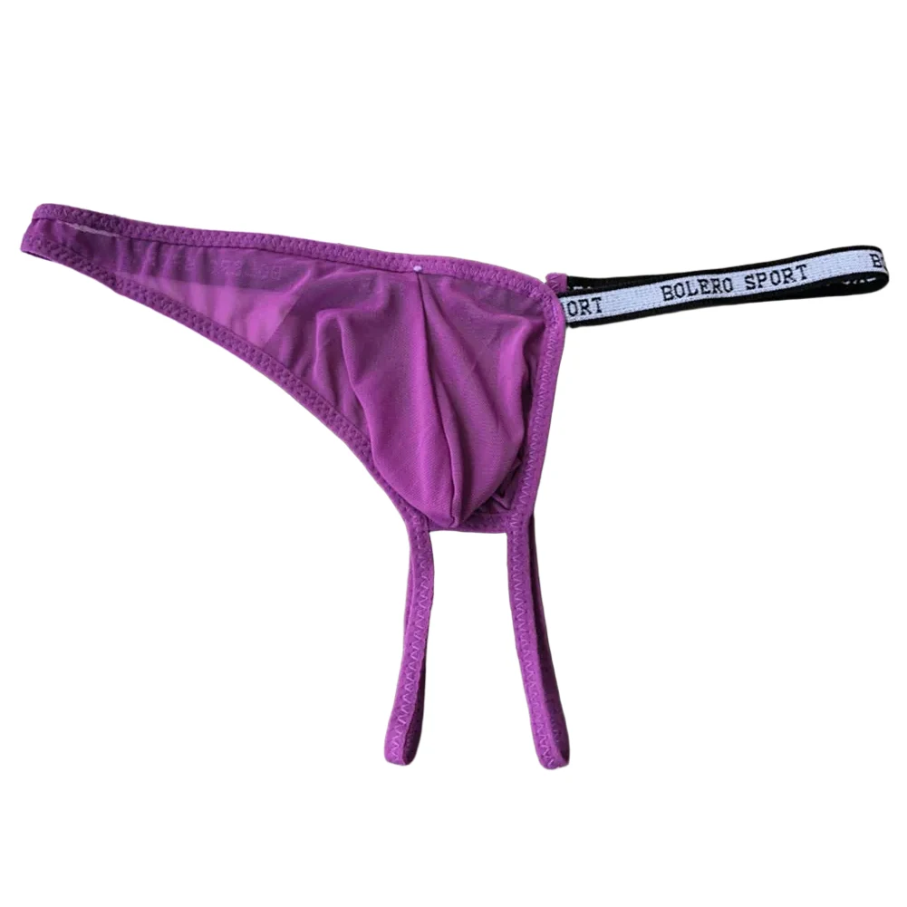 Mens Mesh Breathable Underwear Low Waist Seamless Backless Pouch Briefs Thongs Suitable for Home Hotel and Sleep