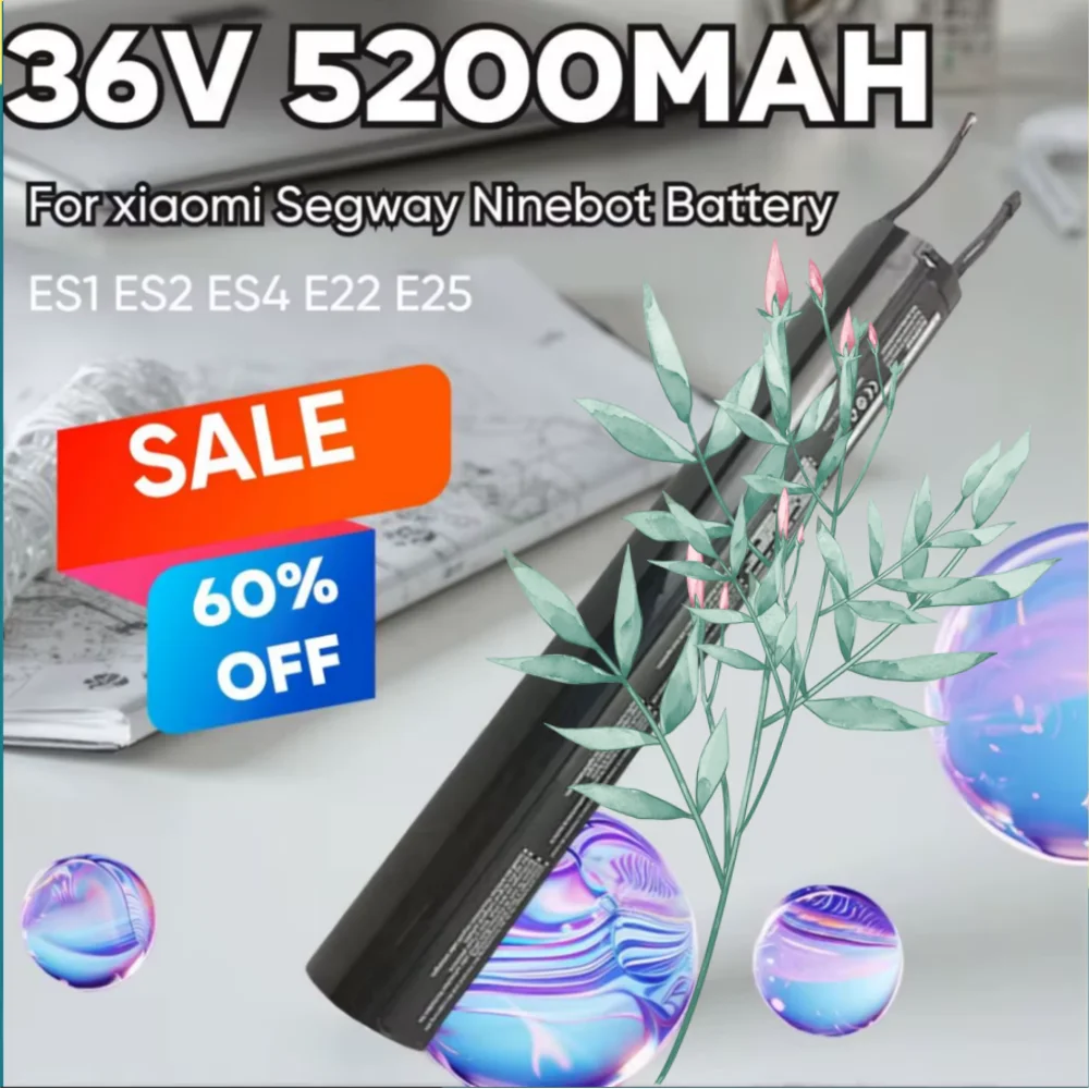 

36V 5200mAh Lithium-ion Battery Power Pack for Ninebot Segway ES1 ES2 ES4 Series E-Scooter Replacement Part