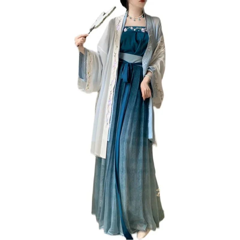 Yingchunjian ] Original Hanfu Women Song Pleated Skirt Strap Embroidery, National Style, Spring and Summer Daily Chinese hanfu