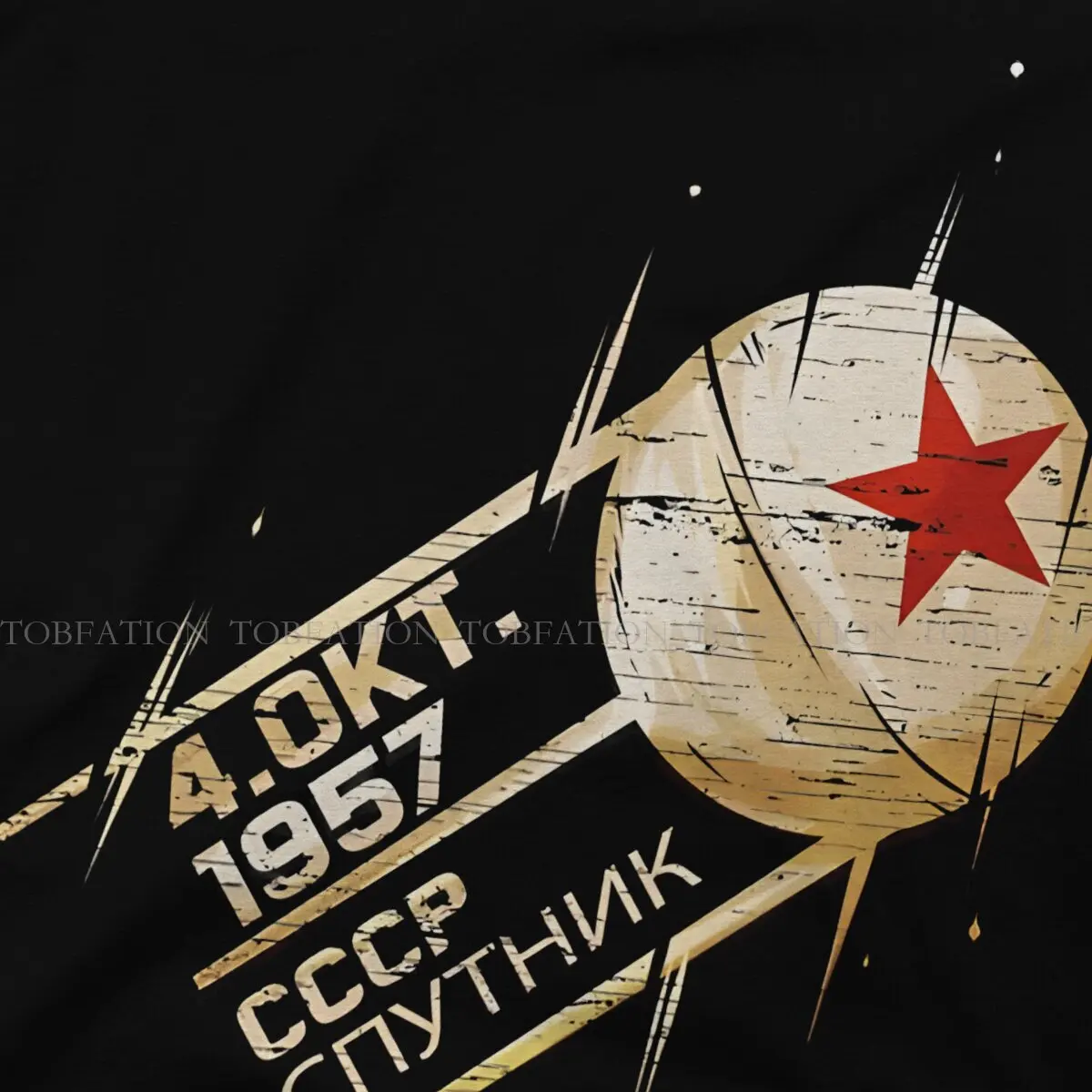 CCCP USSR Russian Soviet Union Sputnik Space Satellite 1957 T Shirt Men\'s Tees Summer 100% Cotton Clothing Crewneck TShirt