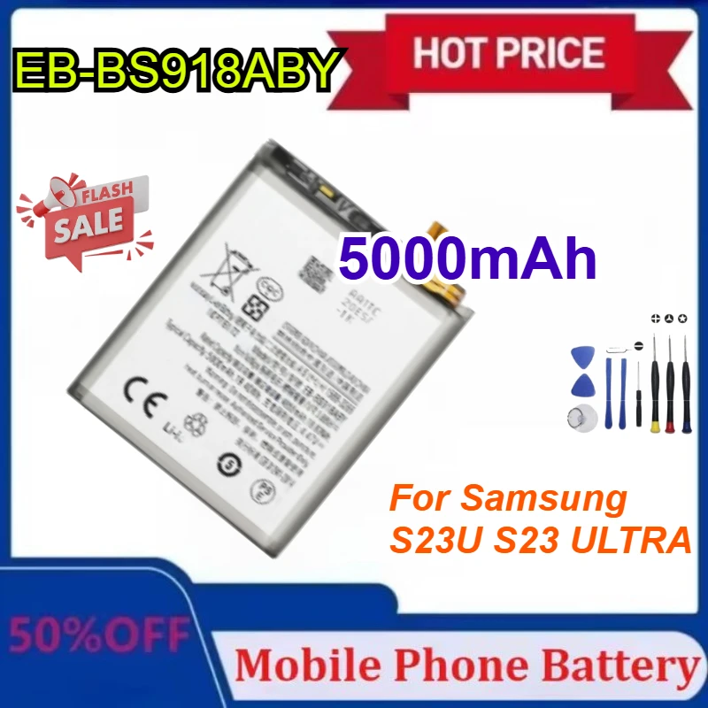 

Новый высококачественный аккумулятор EB-BS918ABY 5000 мАч для Samsung S23 S23U ULTRA Phone Battery с инструментами