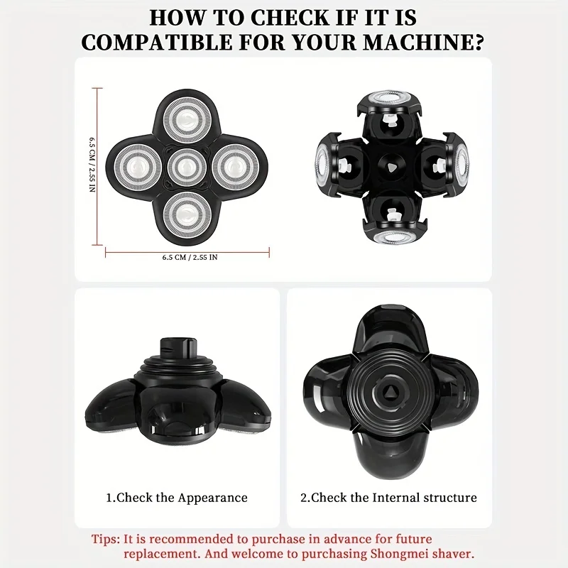 Replaceable Electric Shaver Head And Nose Trimmer Hair Clipper Head Spare 5D Floating Cutter Razor Beard Head