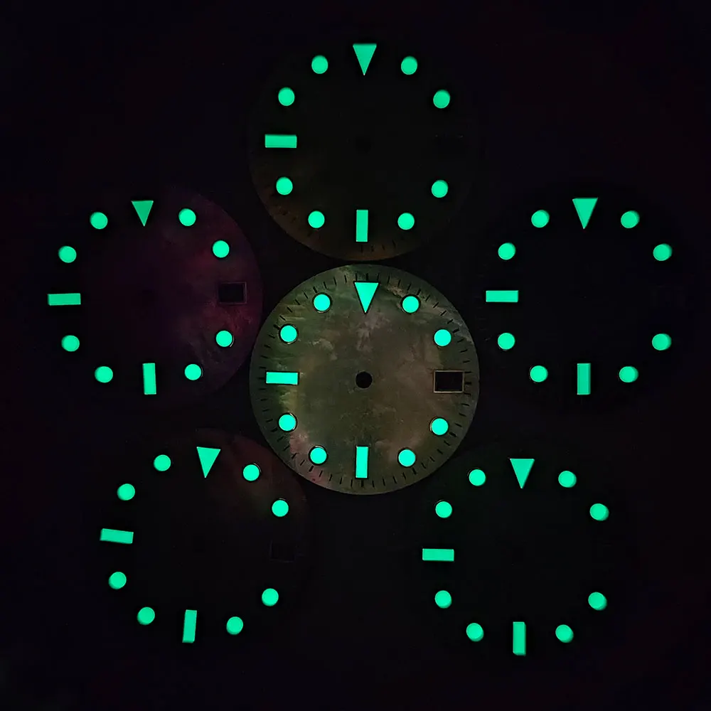 29mm dial NH35 dial with green luminous lumen suitable for NH35A movement watch accessories Watch dial