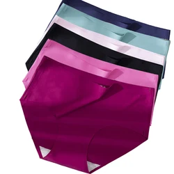 New 6Pcs/Lot Seamless Panties for Women Ice Silk Underwear Intimate Solid Color Crotch Briefs Girls Sexy Tanga Multiple Lingerie