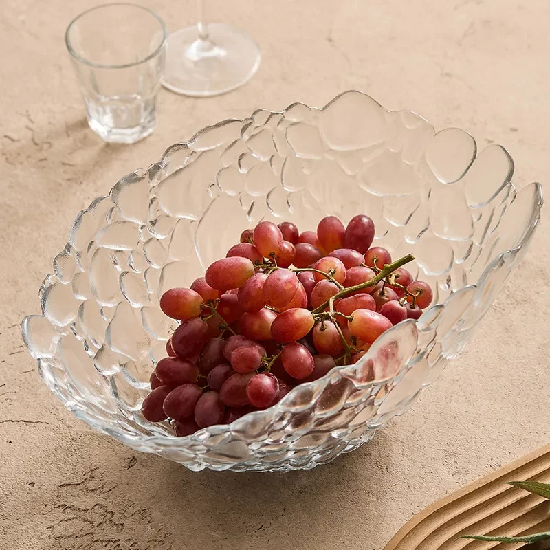 Plateau à fruits en verre de luxe, saladier moderne pour la maison et la cuisine, plat à dessert élégant, vaisselle d'hôtel, plateau de service haut de gamme