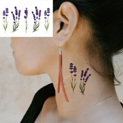 Tattoo Stickers Lavender Petunia Flower Plant Temporary Tattoo Transfer for Men Women Hand Body Art Cute Fake Tatoo