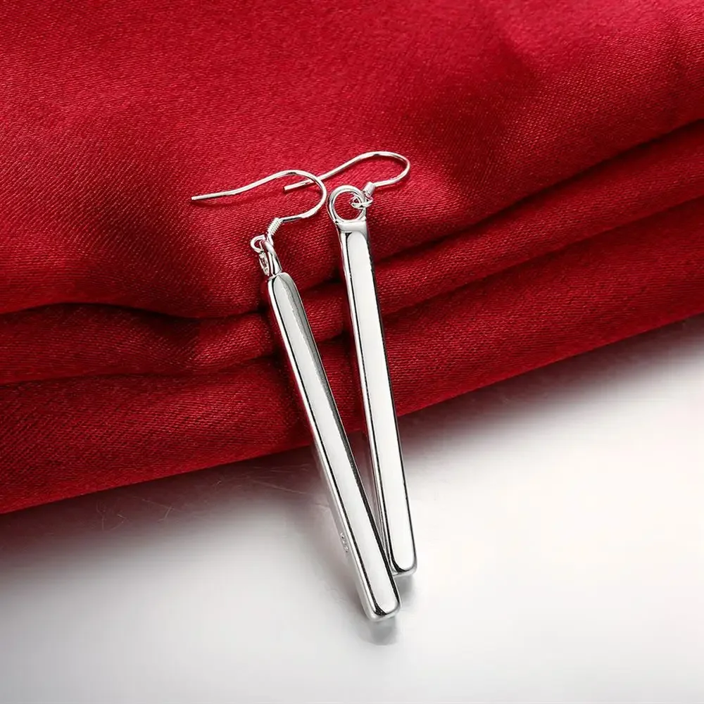 Hot 925 Sterling Silver Earring High Quality Fashion Woman Jewelry Long Geometry Earrings Gifts image 3