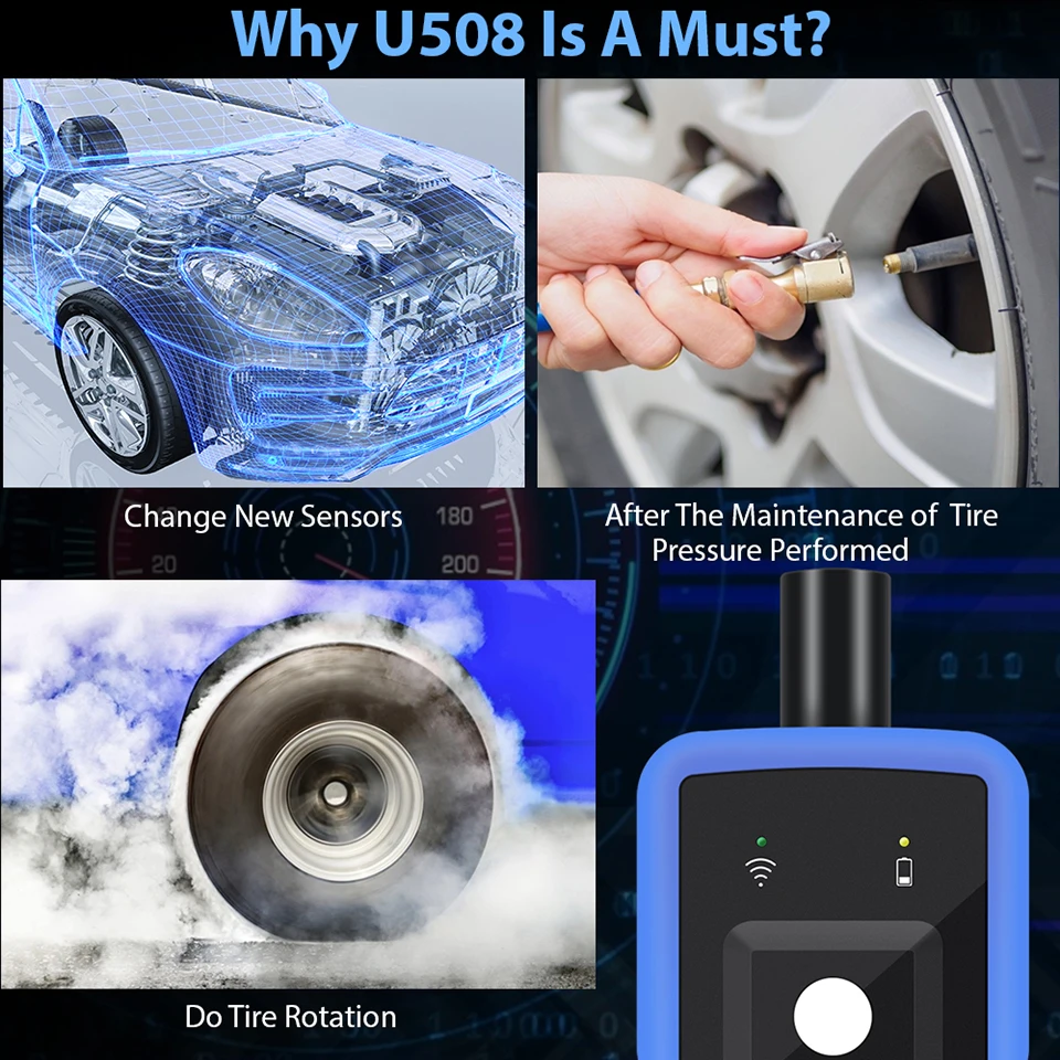 Universal Car TPMS Reset Tool Auto Tire Pressure Monitor Sensor System Relearn Tool U508 for Ford Opel BMW Jeep GMC Chevrolet