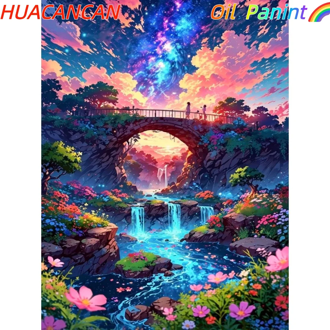 

DIY Digital Oil Painting: Beautiful and Healing Landscape Digital Coloring Canvas Set Suitable for Beginners; Hand-painted Gifts