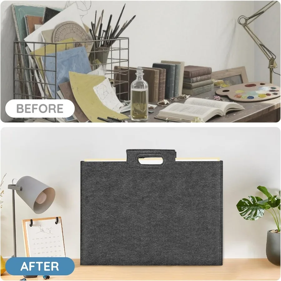 ZKOO Felt Art Portfolio Bag Large Art Portfolio with Handles Sturdy Artist Storage Bag for Artwork Poster Sketching and Drawing