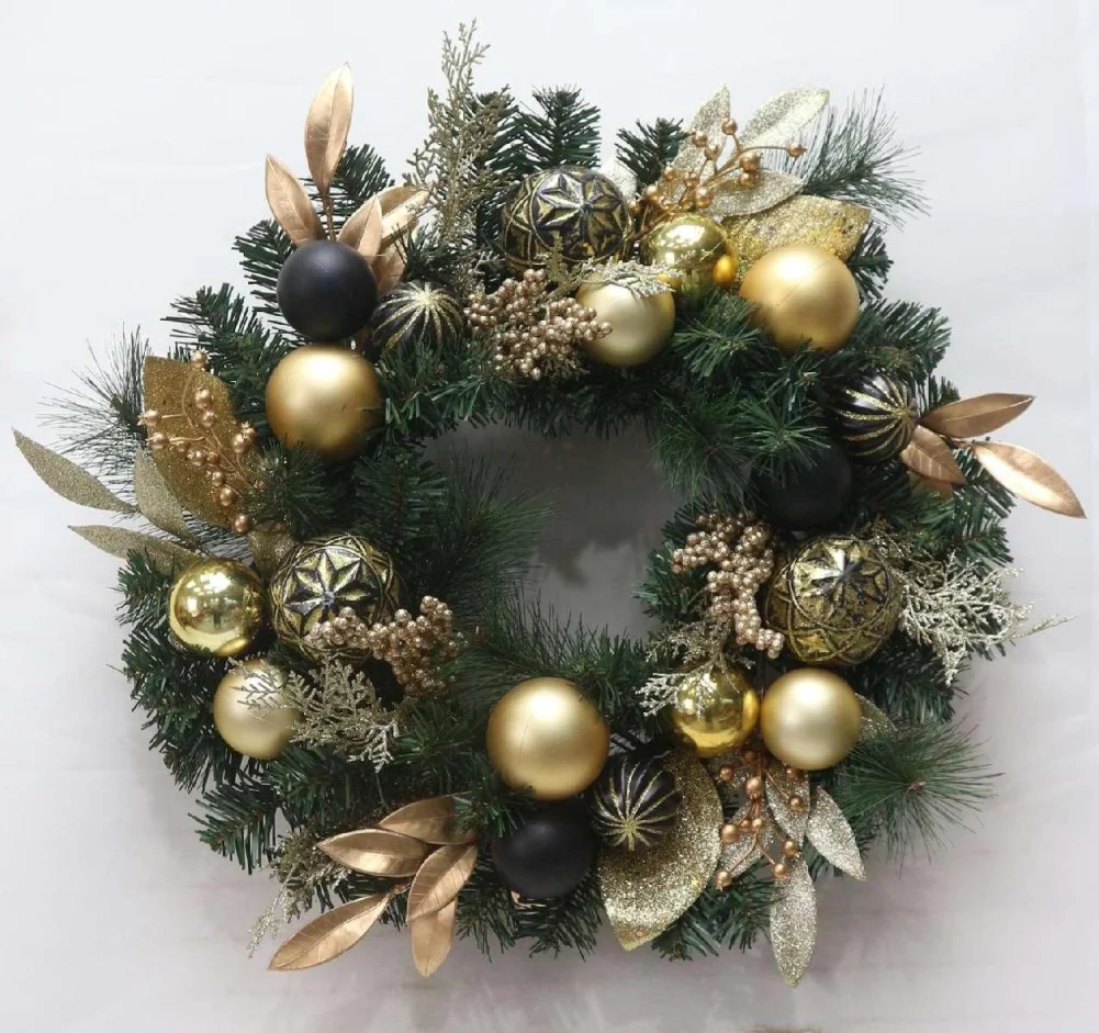 

1 PC Pvc 22" Electroplated Ball Gold Leaf Garland