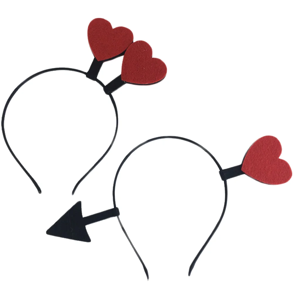 

2 PCS Hair Accessories Heart Shape Headband Clasp Hairband Valentine's Day Lovely Clip Hoop