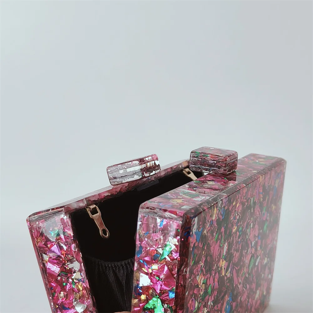 أنثى مأدبة مساء حقائب كروسبودي كيس الاكريليك الرئيسي المحافظ وحقائب اليد النساء متعدد الألوان البرسبيكس صندوق هندسي مخلب المحفظة #6