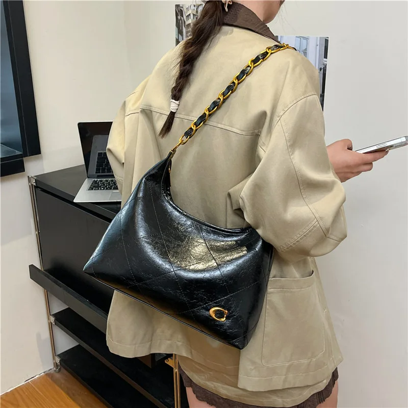 

Convertible Top Handle Bag Fall 2025, Designer Style Underarm Purse, Chic Chain Strap Crossbody for Office & Daily