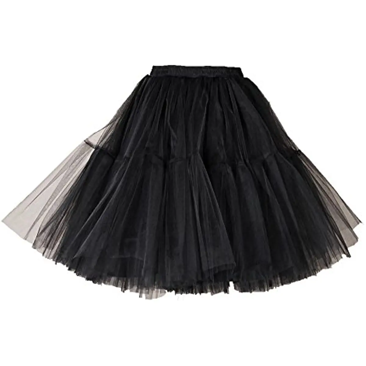 Tulle Skirt Elegant Women's Midi Tutu Skirt Fluffy Princess Skirts Five Layers A Line Party Prom Underskirt