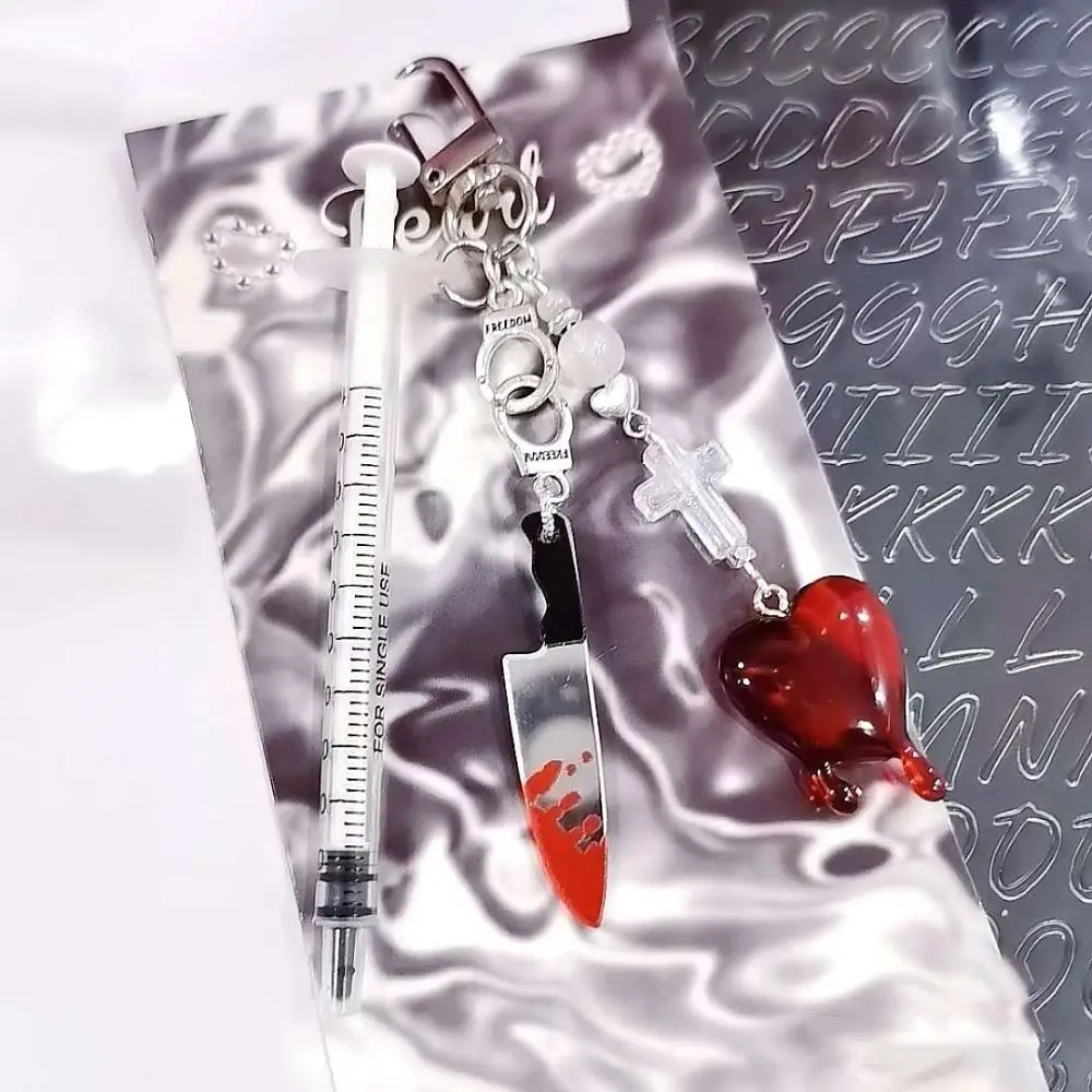 Type A B O AB Plasma Blood Bag Keychain PVC Unique Mobile Phone Straps Fashion Bag Charm Halloween Blood Pendant