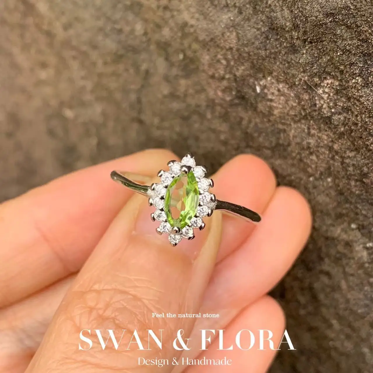 

MM Natural Peridot Ring Adjustable Female Heart ring Jewelry for Women Gift Wholesale High Quality Vintage Fine