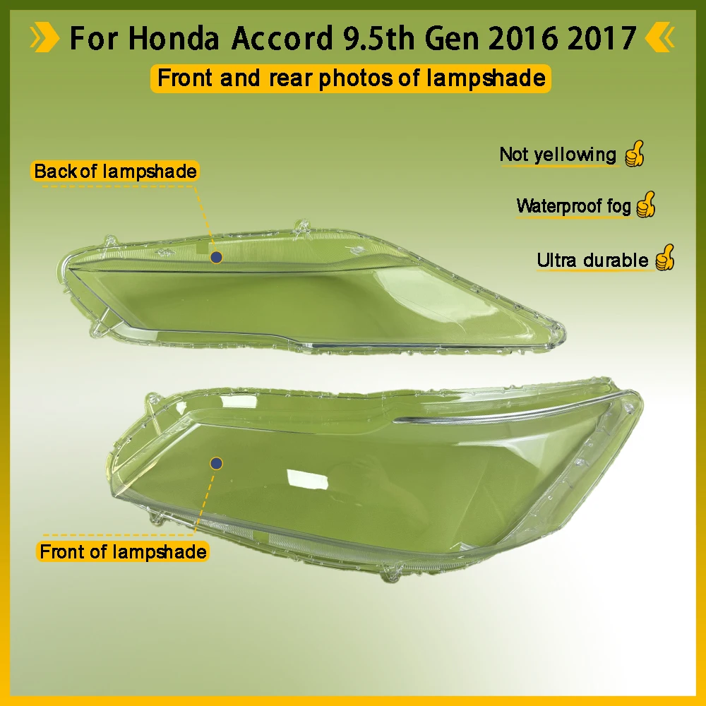 المصابيح الأمامية الأمامية غطاء المصابيح الأمامية قذيفة عاكس الضوء الشفاف استبدال عدسة شبكي لهوندا أكورد 9.5th Gen 2016 2017 #2