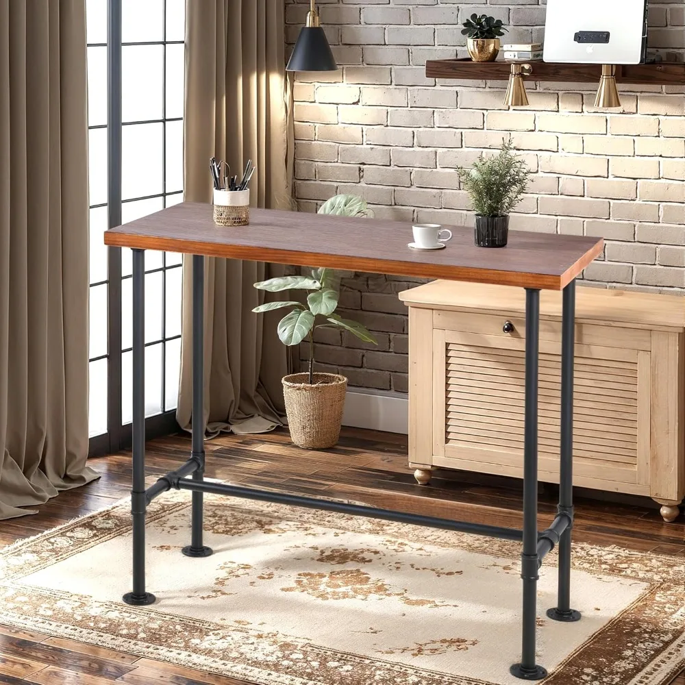 Bar Table Rustic Pipe Design Kitchen Dining Table Farmhouse Office Meeting Computer Desk for 4-5 People Bistro Cafe Tables