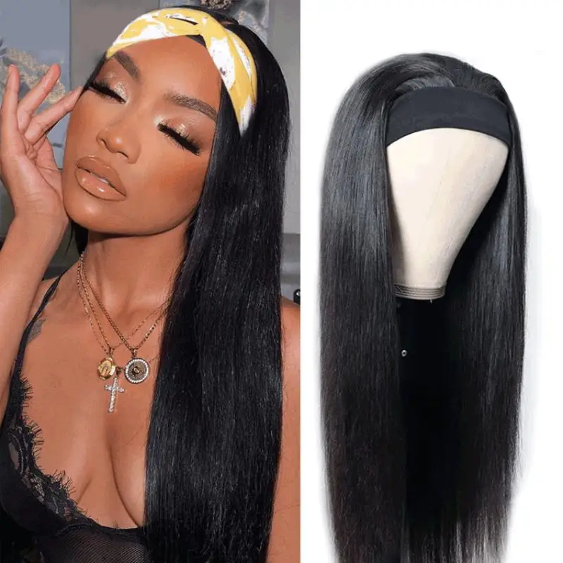 

Ladies Ice Ribbon Black Long Straight Hair Headgear Wig