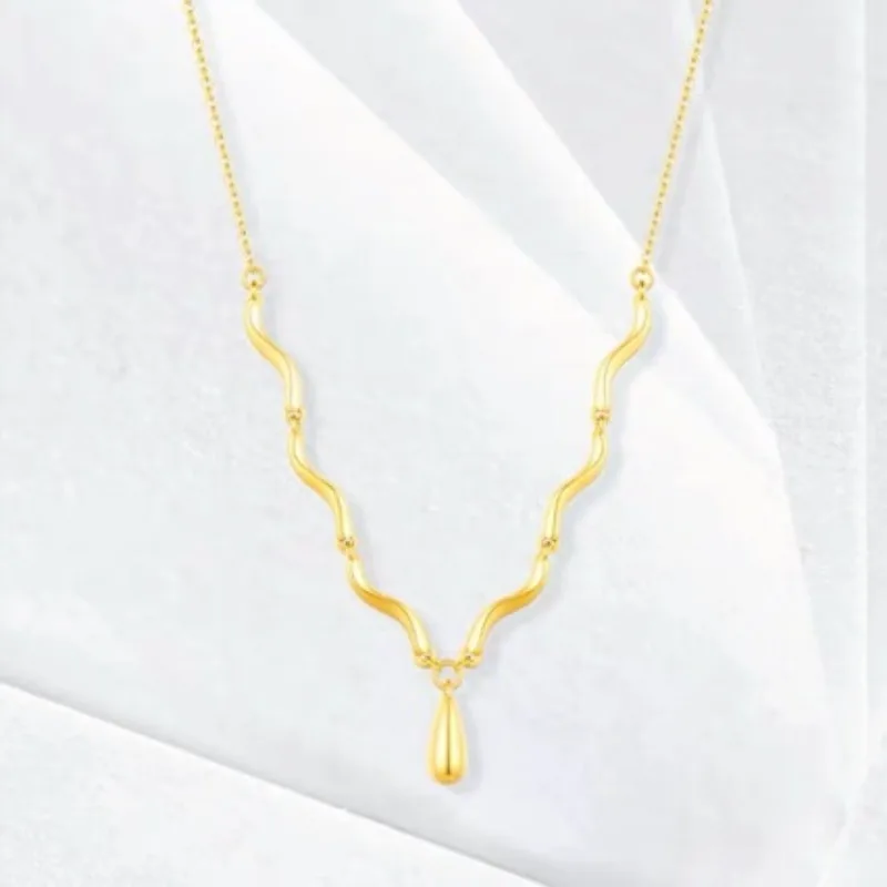 

New High-end Light Luxury Niche Design with Water Droplet Drop Collarbone Chain Fashion Jewelry Ladies' Necklace Pendant 2024