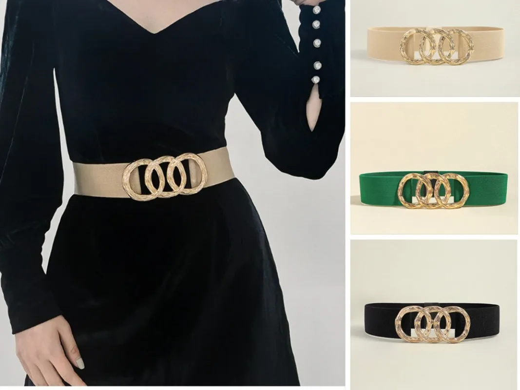 

Women's Belt High-end Belt Fashion Decoration New Golden Circle Waist Seal High Elasticity Dress Sweater Accessory Belts