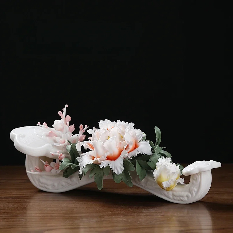 

Chinese Style Flower Blooming Luxury Handmade Ceramic Peony Ornaments Peony Porcelain Flower Home Decoration Housewarming Gifts