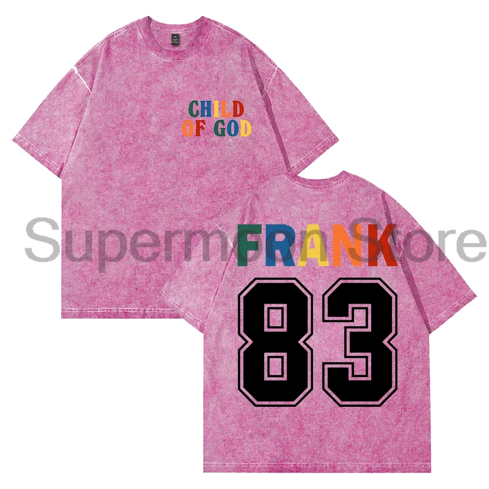 فورست فرانك جولة الطفل من الله الجزء الثاني 83 شعار غسلها تي شيرت Crewneck قصيرة الأكمام القطن المحملة النساء الرجال ملابس الشارع الشهير