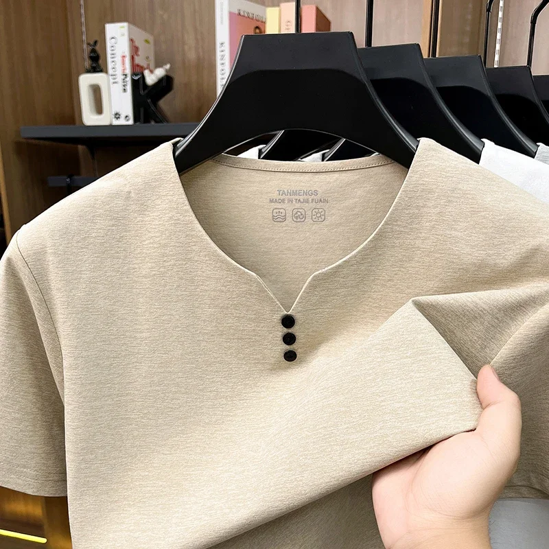 Mens Henley Neck T Shirts Short Sleeve Casual Soft Breathable Comfortable Fashion Tops for Men Daily Wear Summer Streetwear image 3