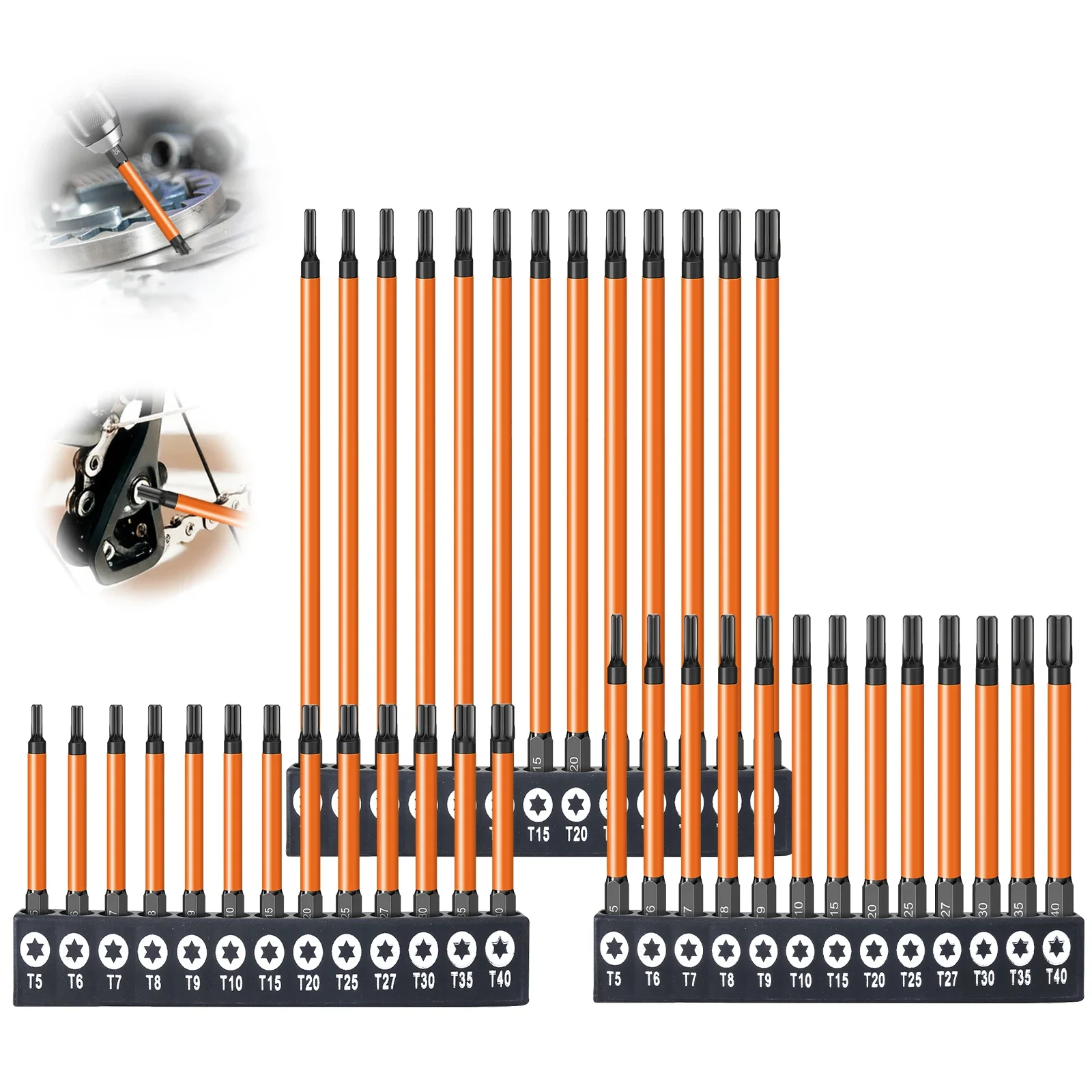 13-teiliges Torx-Schraubendreher-Bit-Set T5-T40 75/100/150mm Magnetisch 1/4'' Sechskant-Schaft Bohrkopf Elektrischer Schlagschrauber Reparaturwerkzeug – Detail 2