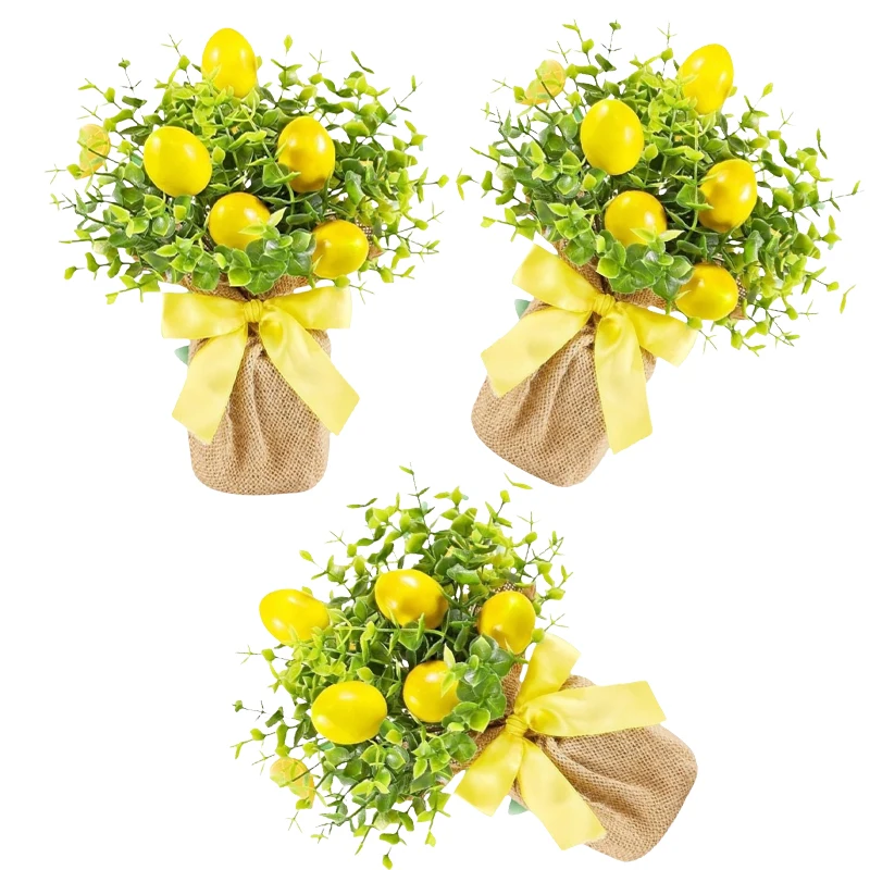 

Simulated Lemon Set of 3 Decorative Pieces for Dining Table and Living Room Artificial Fruit Ornaments to Add Style to Home