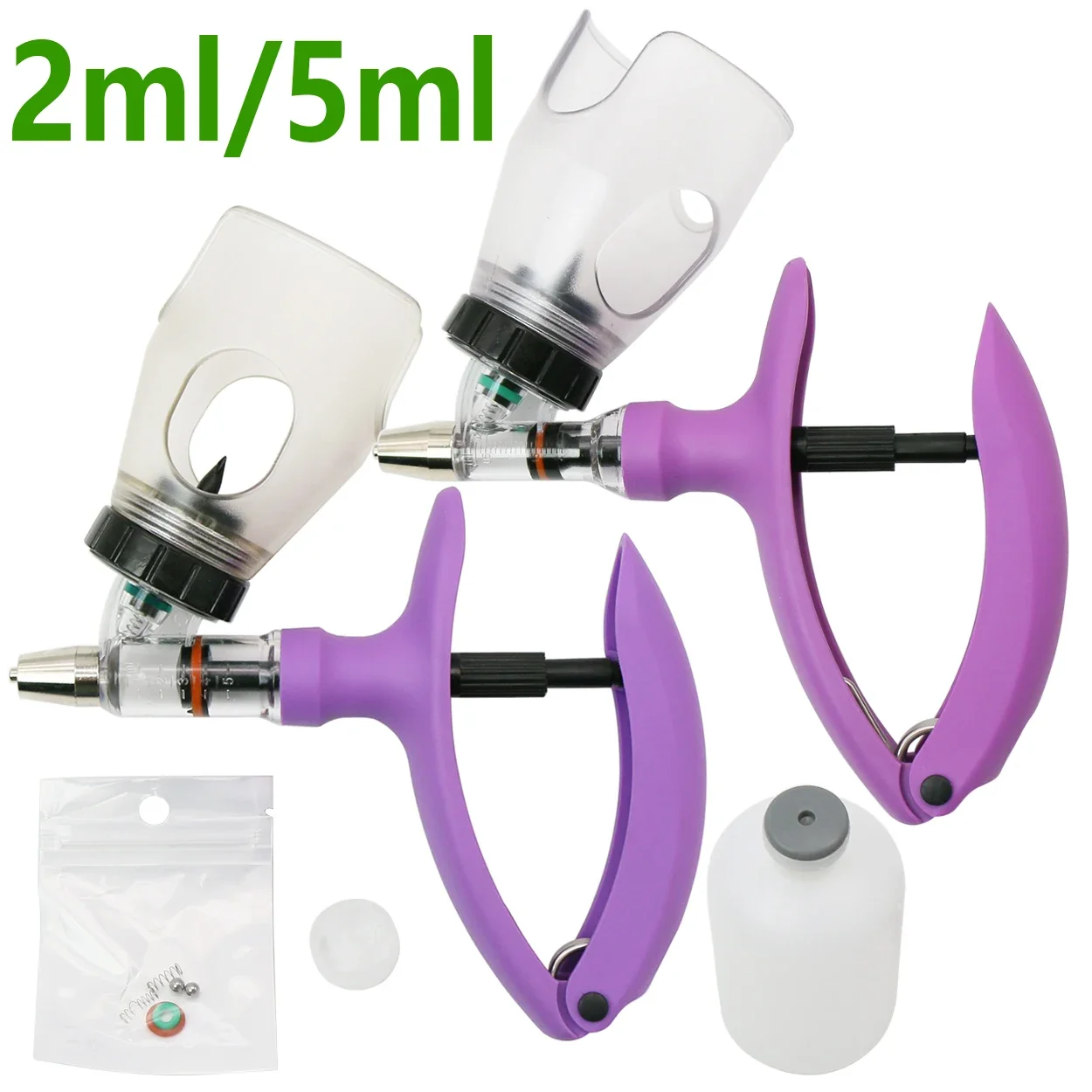 1 Pc 2/5ml Automatic Veterinary Continuous Syringe Animal Injection Adjustable Vaccine Injection for livestock Pig Cattle Sheep