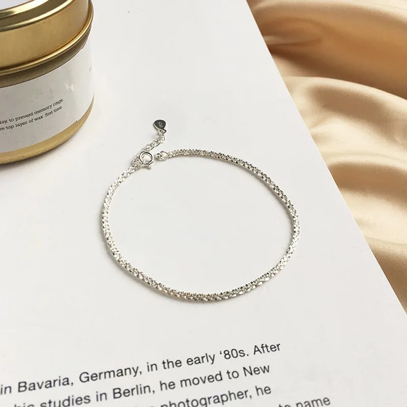 

925 Sterling Silver Fashion Simple Chain Bracelet for Women Girls Adjustable Bracelet Minimalist Party Daily Fine Jewelry Gifts