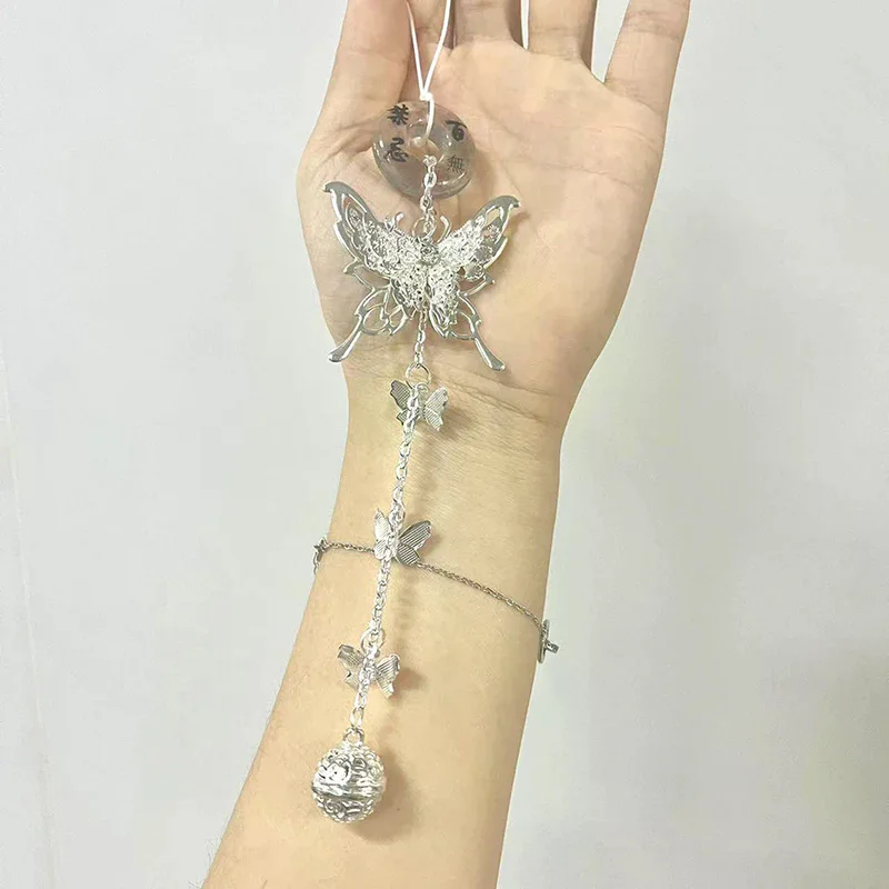 Style Butterfly Charm Phone Chain Blessing Luky Buckle Bell Pendant Sweet Cool Keychain Bag Hangings For Women Girl Gift Chines