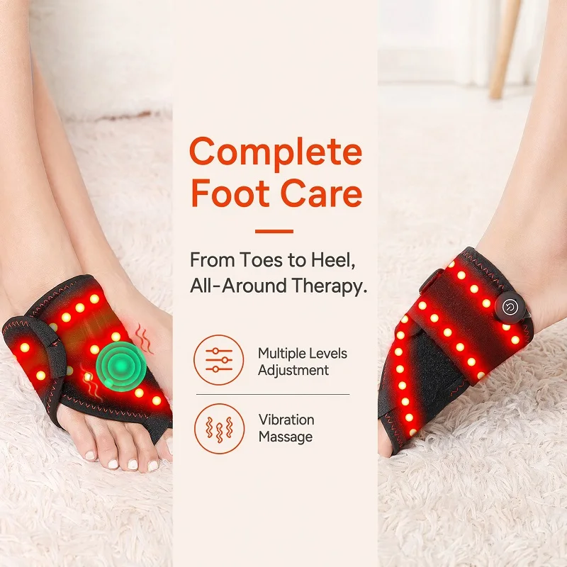 Red Light  Heated Toe Massager USB-Powered 3 Massage Modes Foot Relief Pain Muscle Relaxation Sports Recovery