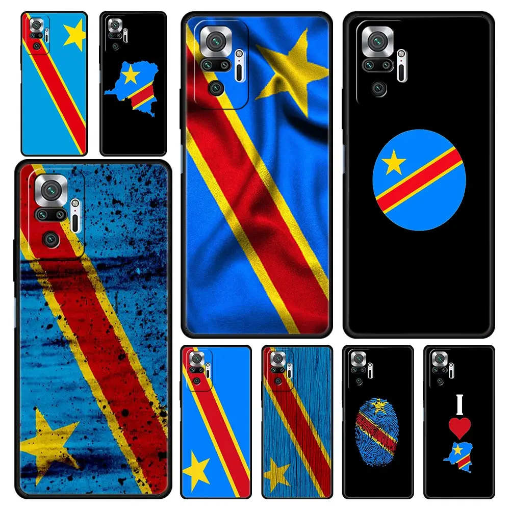 Custodia per telefono per Xiaomi Redmi Note 13 12 5G 9S 9 8 10 11 Pro 9T 13C 12C 10C 9C 9A 7 Pro Cover morbida in Silicone bandiera del Congo