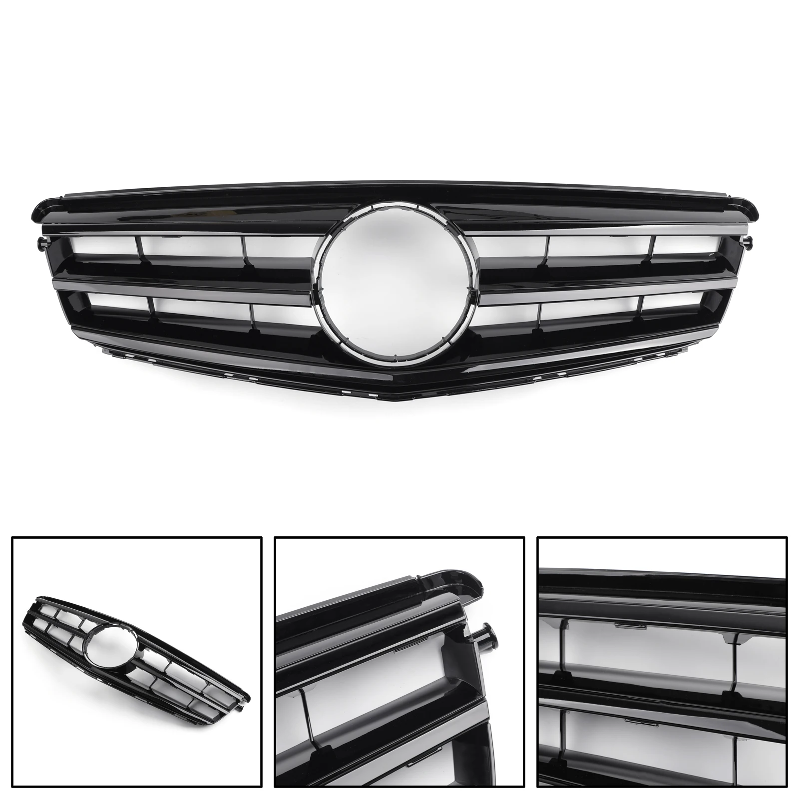 Artudatech LED Black Emblem Front Center Grill Grille For Benz C Class W204 C300 C350 08-14