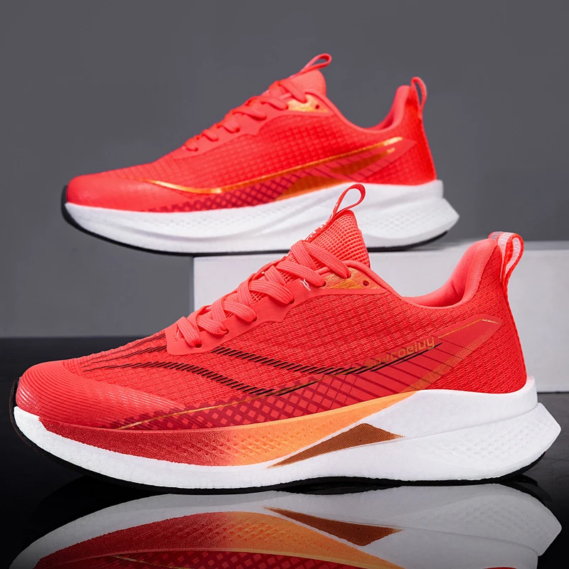 Carbon Plate Running Shoes Men Casual Marathon Athletic Sports Outdoor Travel Breathable Lightweight Comfortable Women Sneakers