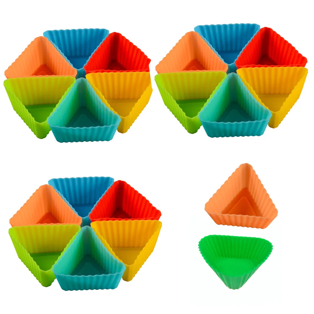 

20pcs Silicone Mini Baking Cup Triangle Reusable Muffin Cake Cupcake Liners Mold Reusable Silicone Cake Molds Muffin DIY