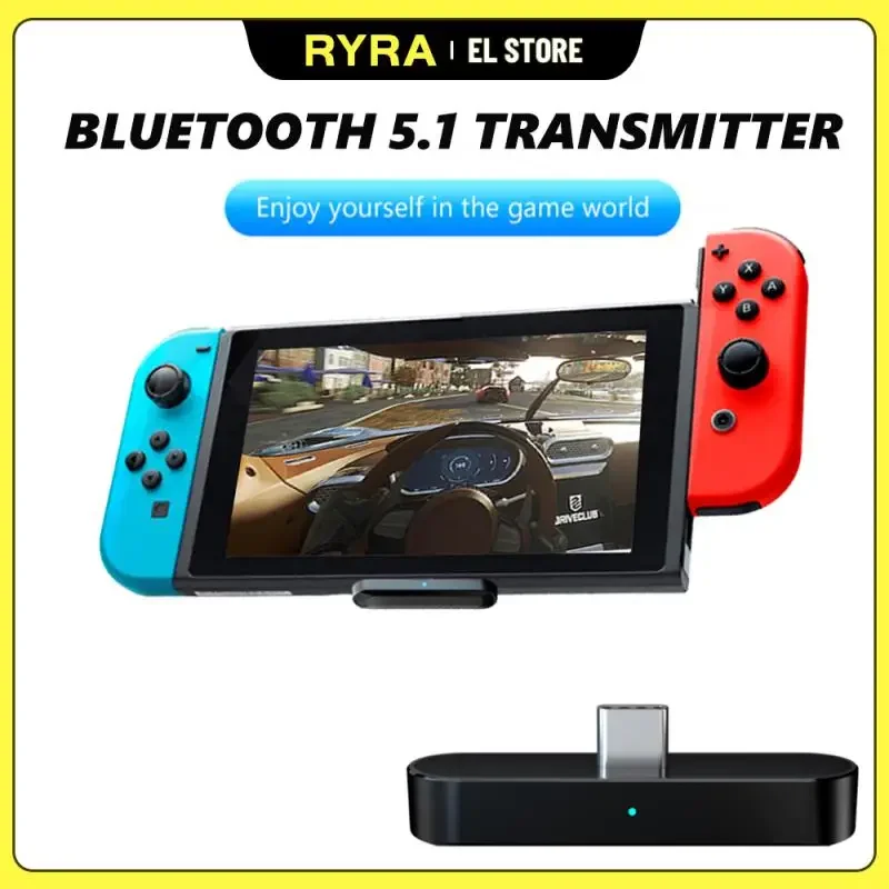 RYRA Wireless Bluetooth 5.1 Type-C Transmitter Adapter For Nintendo Switch Game Machine For PS4 Switch Lite Computer Laptop TV