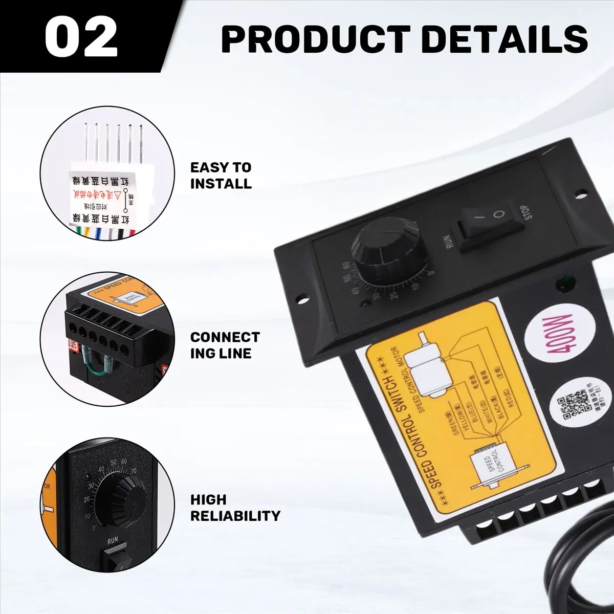 

Контроллер скорости ABFA 400W AC220V, точный регулятор скорости двигателя с индикаторной лампой