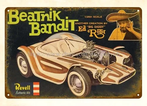 1960s Beatnik Bandit  car metal tin sign indoor wall decor