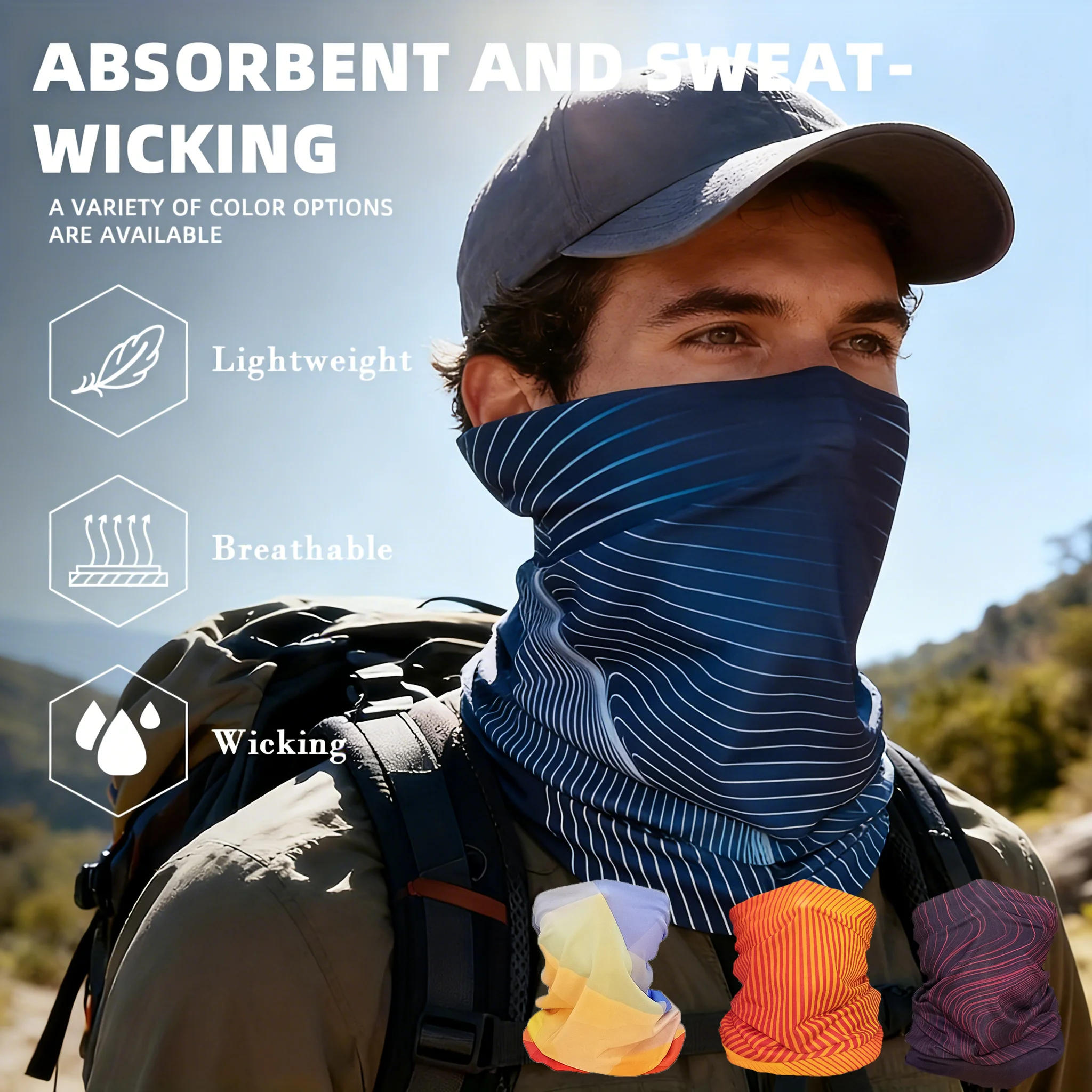 Eisseide Gesichts-Bandana, Anti-UV-Kühlung, Sonnenschutz, Angeln, Radfahren, Gesichtsmaske, Unisex, Bergsteigen, Wandern, Sommer, Sturmhaube