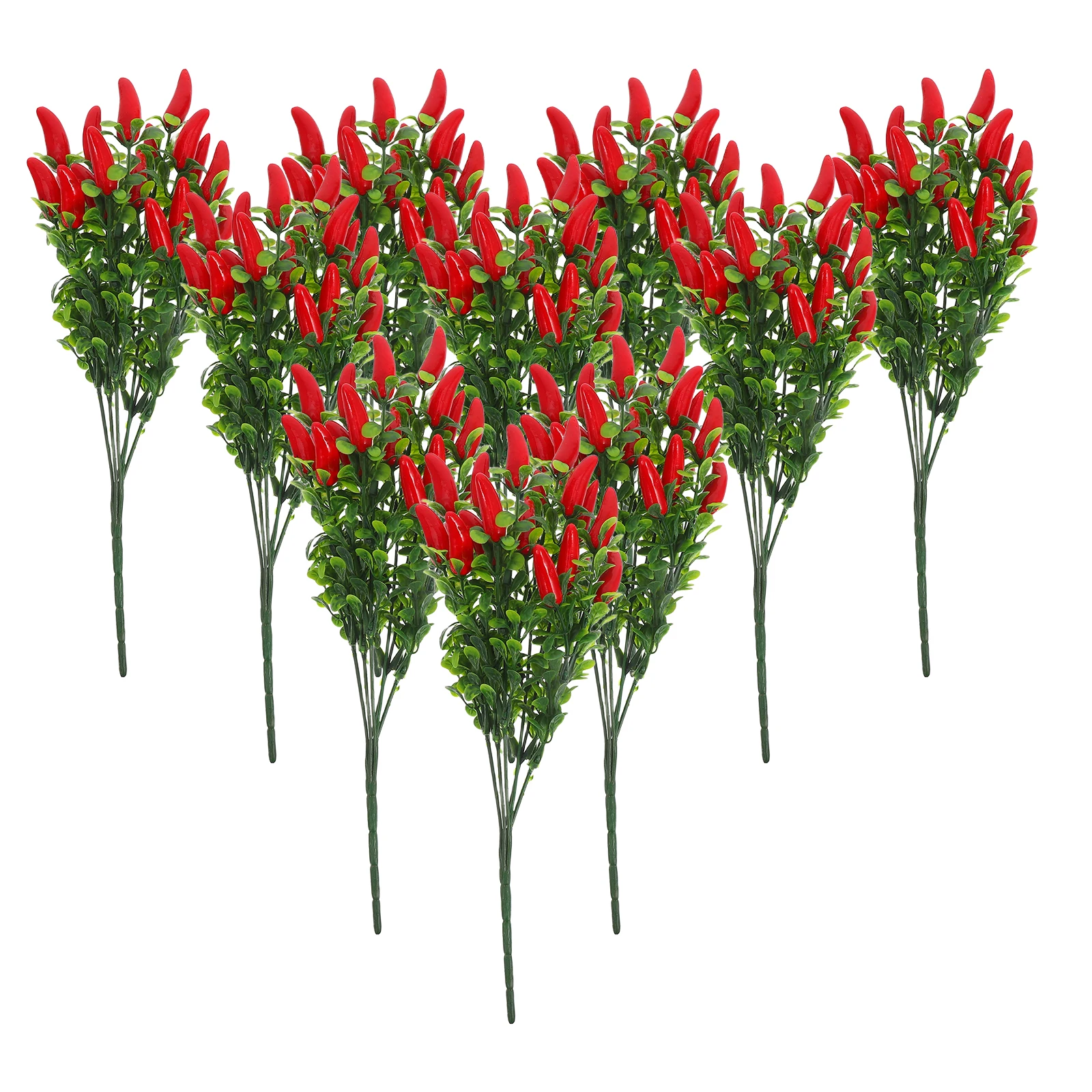 

10pcs Highly Realistic Fake Vegetable Chili Pepper Decoration Lifelike Red Fruit Branches Plastic Bunch